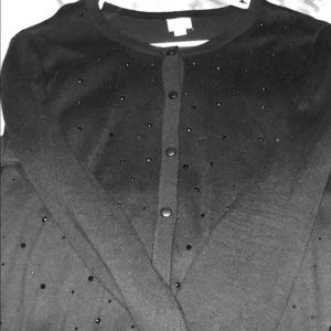 Black Rhinestone Studded Cardigan